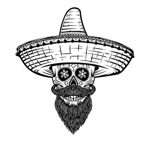 Calavera De Az Car Mexicana En Sombrero Tema Del D A De Los Muertos