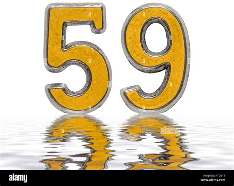 Numeral Fifty Nine Reflected On The Water Surface Isolated On