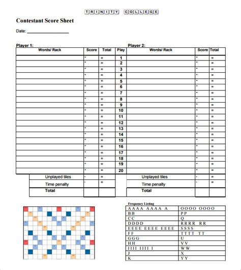 Free 9 Sample Scrabble Score Sheet Templates In Ms Word Pdf