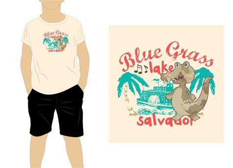 Uma Camisa Que Diz Lago De Grama Azul Nela Vetor Premium