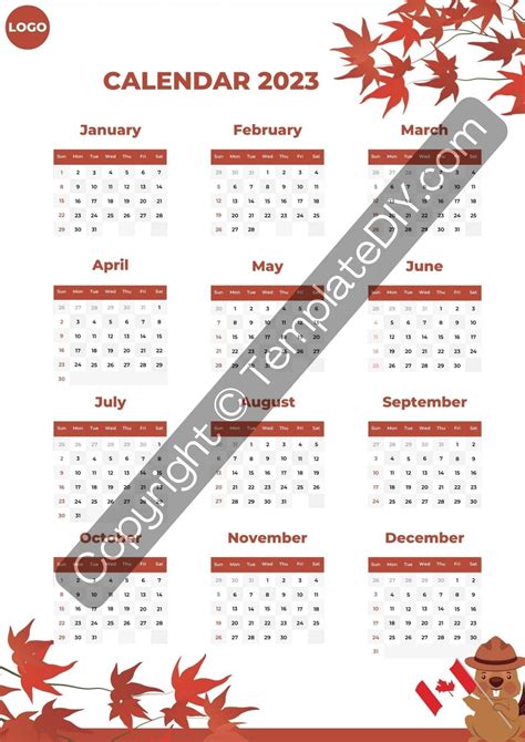 Canada 2023 Calendar Template Printable In Pdf Word And Excel Canada