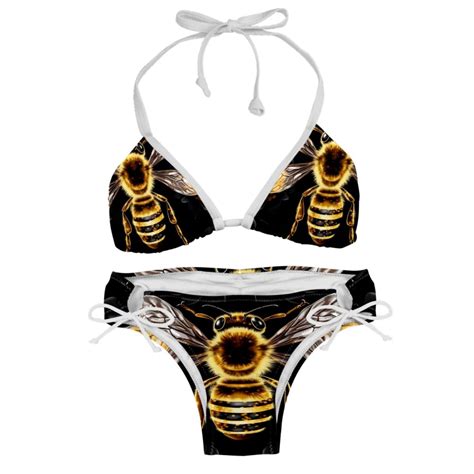 Starry Bees In The Sky Swimsuit Women Bikini Set With Detachable Sponge