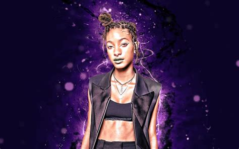 Willow Smith American Singer Music Stars Violet Neon Lights