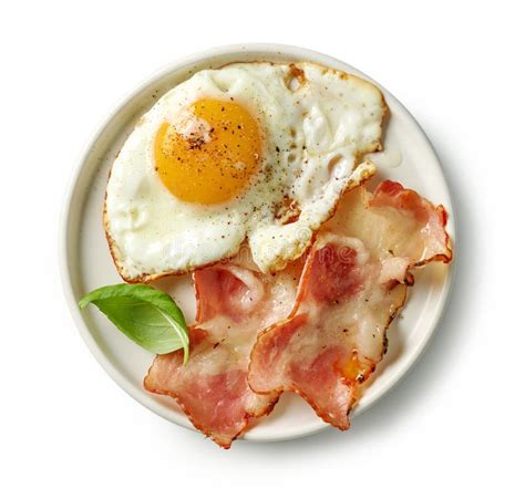 Fried egg and bacon stock image. Image of isolated, english - 185822709