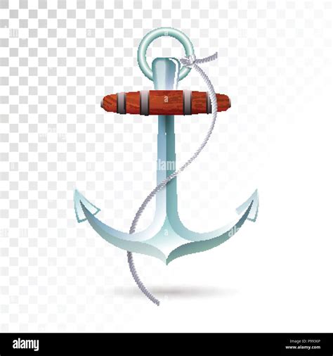 Ships Anchor And Rope Isolated On Transparent Background Detailed