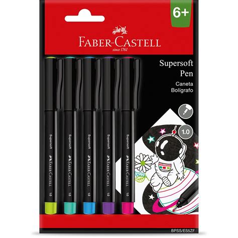 Caneta hidrográfica SuperSoft Pen 1 0mm 5 cores Faber Castell BT 5 UN