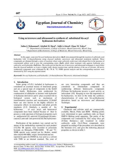 Pdf Using Microwave And Ultrasound To Prepare Of Substituted Bis Acyl