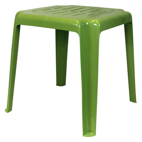 Emsco 17 in. Sage Green Stackable Slotted Plastic Outdoor Side Table-96639-1 - The Home Depot