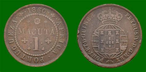 Lot Angola Portuguesa Dom Pedro V 1 Macuta 1860 Cobre