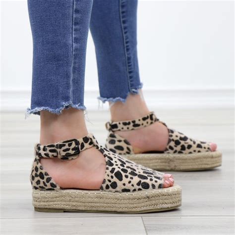 Shoes Espadrille Platform Leopard Print Ankle Strap Sand Poshmark