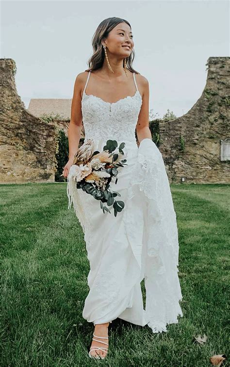 Sexy Fit And Flare Wedding Dress With Sheer Cutouts And Open Back