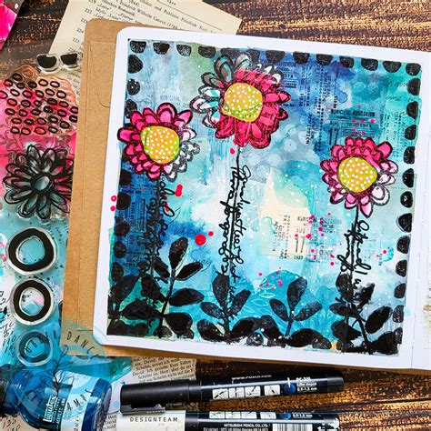 Mixed Media Art Journaling Tutorial With Collage And Bold Flowers