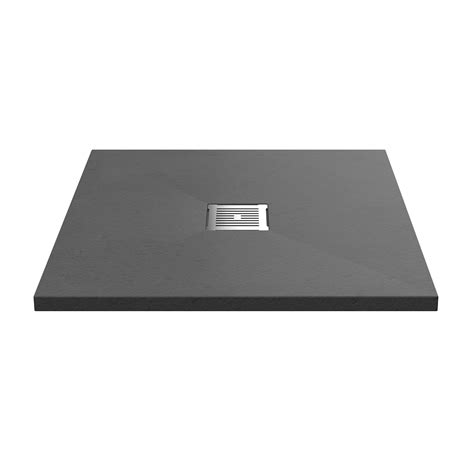 Nuie Pearlstone 800 x 800mm Slate Square Shower Tray - Grey (16351)