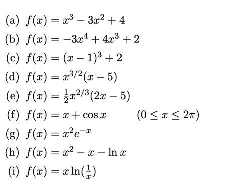 Solved A F X X3−3x2 4 B F X −3x4 4x3 2 C