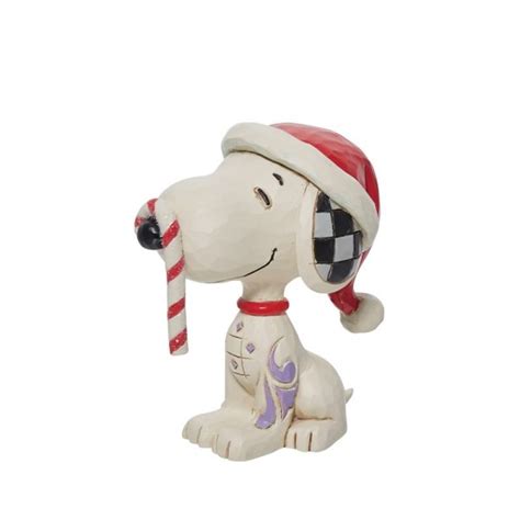 Jim Shore Peanuts Snoopy Glitter Candy Cane Mini Figurine