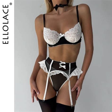 Ellolace Maid Outfit Lingerie Lace Stocking Underwear Cutey Bowknot