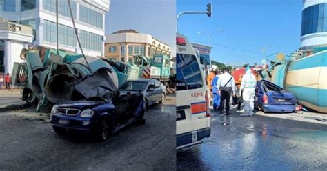 Ajal Seorang Ibu Maut Kereta Dihempap Lori Simen Di Persimpangan Lampu