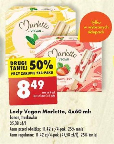 Promocja Lody Vegan Marletto 4 X 60 Ml W Biedronka