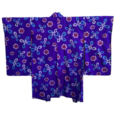 Vivid Purple Meisen Silk Haori With Floral And Knot Pattern Etsy