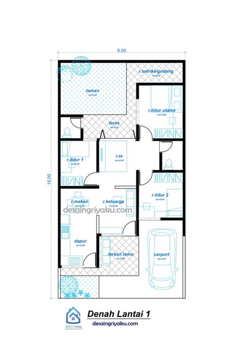 Denah Rumah X Dengan Kamar Tidur Modern Minimalis