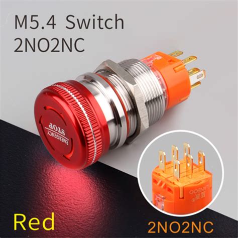 LANBOO 19mm 22mm 2NO2NC Waterproof IP67 Metal Emergency STOP Mushroom