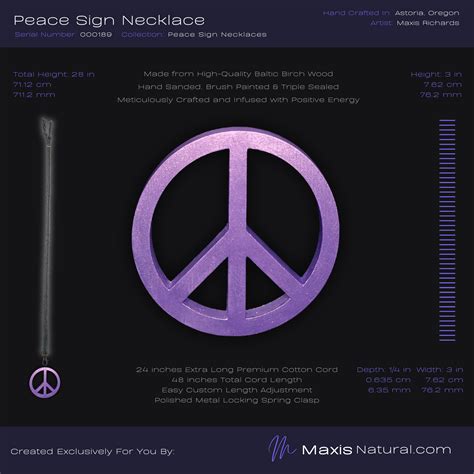 Universal Peace Sign Necklace Purple (000189) – MaxisNatural.com