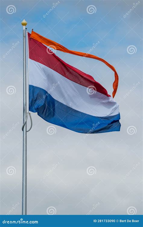 Den Helder, Netherlands. May 31, 2023. Flying Dutch Flag with Orange ...