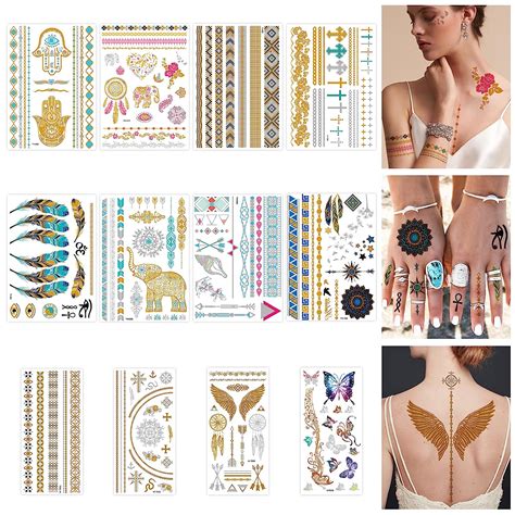 Tattoos Flash Bl Tter Tempor Re Klebe Tattoos Metallic Flash Tattoos