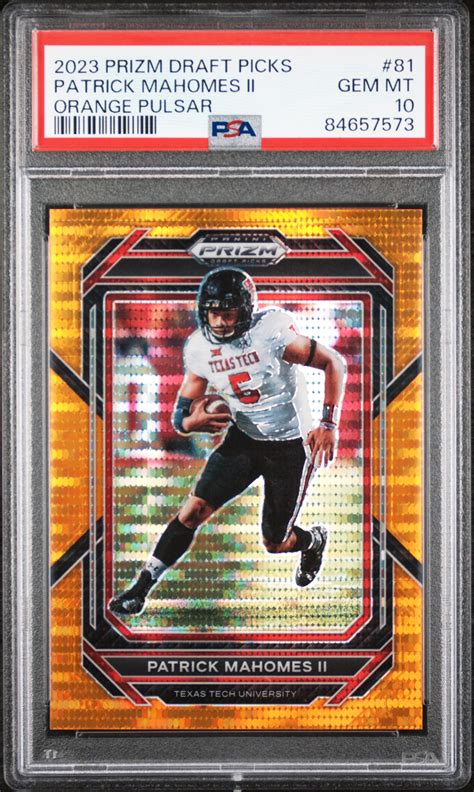 Patrick Mahomes II 2023 Prizm Draft Picks 81 Orange Pulsar 49 Price