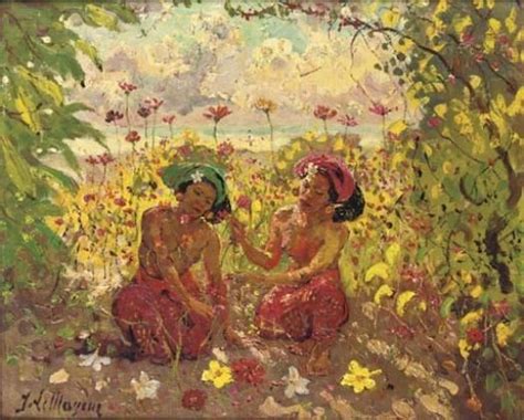 View Two Women In The Lotus Garden Sanur By Adrien Jean