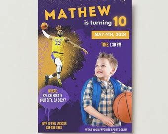 Los Angeles Lakers Themed Ticket Invitation Lakers Ticket Invite