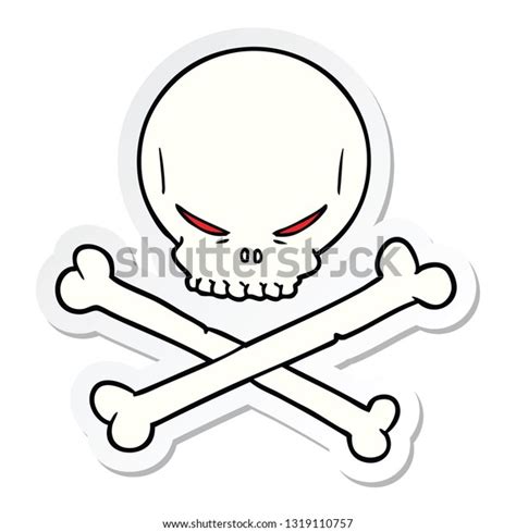 Sticker Cartoon Skull Crossbones Stock Vector Royalty Free 1319110757