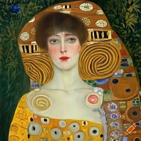 Portrait Of A Woman In The Style Of Gustav Klimt