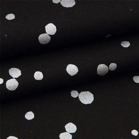 Black Echino Canvas Fabric With Metallic Silver Dots ModeS4u