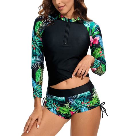 Summer Saving Clearance Bxsruta Women Two Piece Rash Guard Long Sleeve