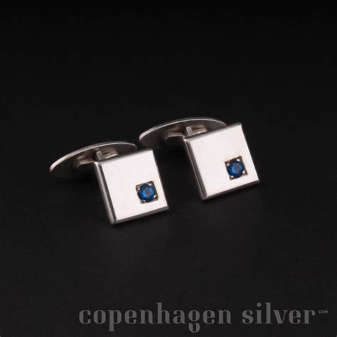 Cc Rode Kibæk Sterling Silver Cufflinks With Blue Stone Copenhagen