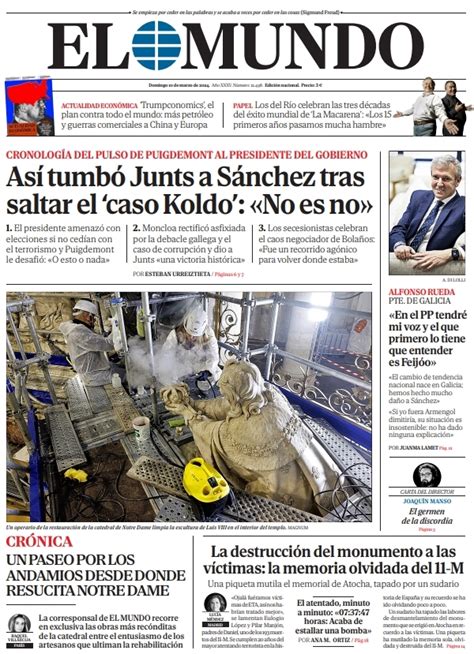 Portada De El Mundo Del Domingo De Marzo De Medios