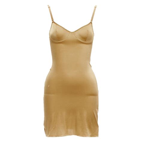 Dolce Gabbana Underwear Golden Nude Logo Trim Bustier Bodycon Slip Dress It Xs For Sale At Stdibs
