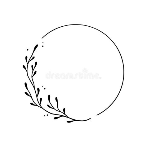 Floral Circle Frame Elegant Wreath Round Border Stock Vector