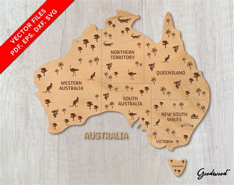 Big Wall Map Of Australia Laser Cut File Svg Eps Dxf Wooden Etsy