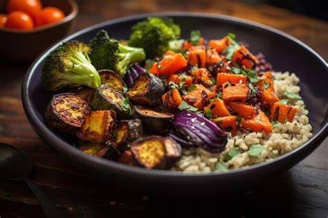 Premium Ai Image Roasted Veggie Grain Bowl Dinner Recipe