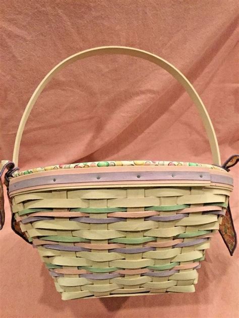 Longaberger Large Easter Basket Whitewash W Protector Liner