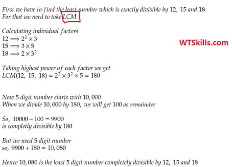 Lcm Concept Questions Finding The Least Number Wtskills Learn Maths Quantitative Aptitude