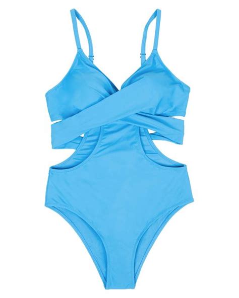 Cupshe Cutout Tie Back One Piece Swimsuit In Blue Lyst