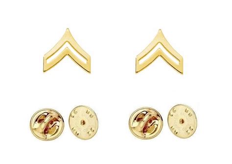 Corporal Chevron Collar Pins Gold Military Officer