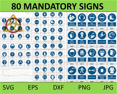 Mandatory Signs Symbols Including With Text Added Etsy