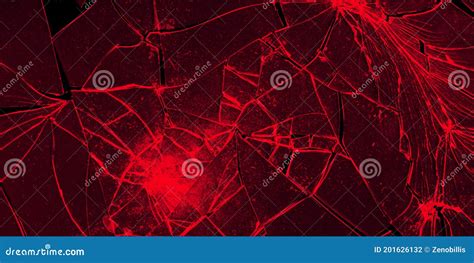 Ð¡racked Glass Close Up On Red Background Texture Of Broken Glass Stock Illustration