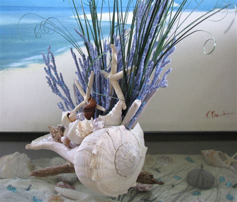 Seashell Coral Centerpiece Beach Grass Starfish Driftwood Etsy