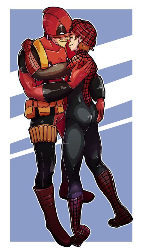 Deadpool X Spiderman Kiss