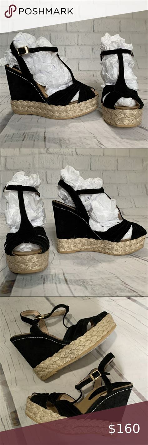 Andre Assous Mecca Black Suede Espadrille Wedge Espadrilles